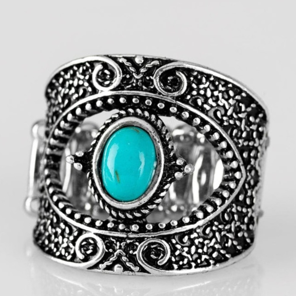 Anthropologie silver & turquoise ring thick bohemian vintage